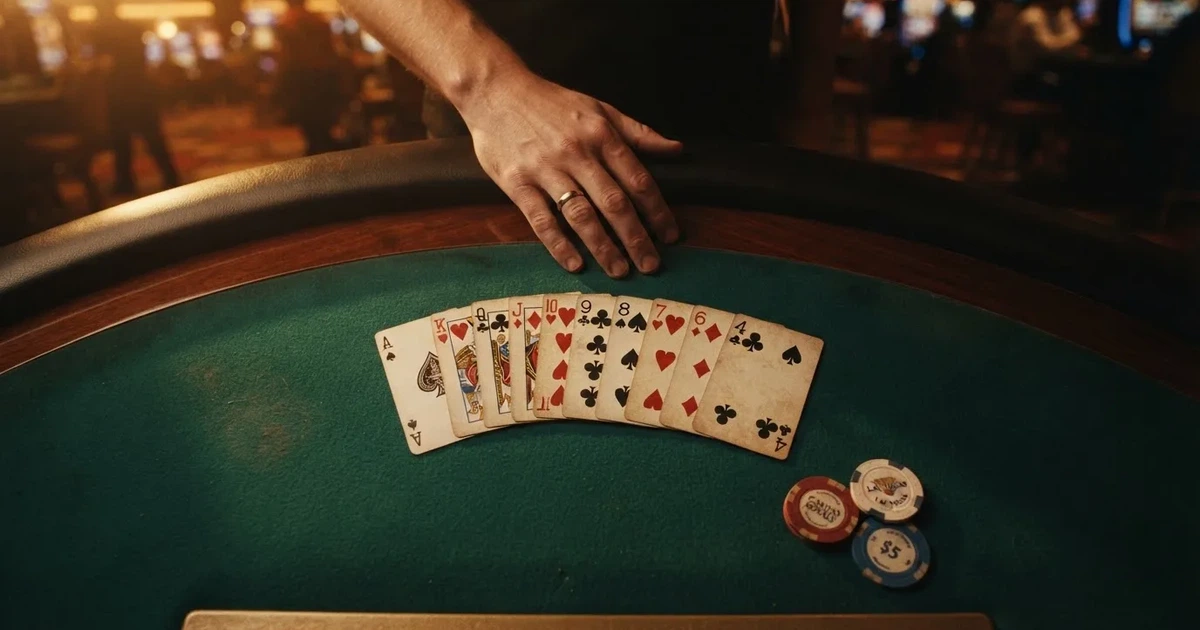 Opplyst spillebord med kort, sett ovenfra — beste casino spilleautomater